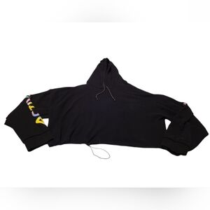 Women's XXXL Zyia Active Ombre Black Cropped Drawstring Hoodie Sweatshirt